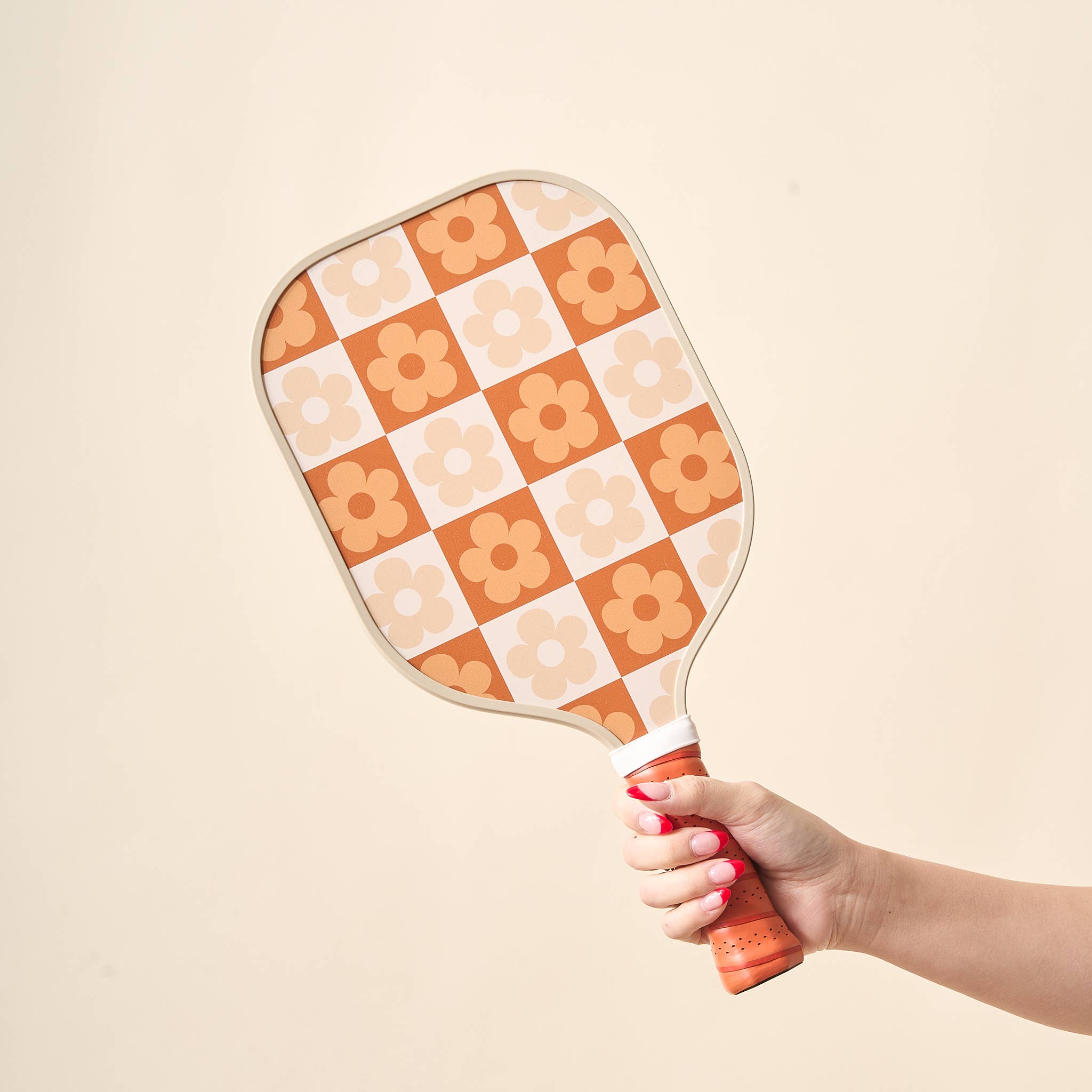 Pickleball Paddle - Brown Flower Check