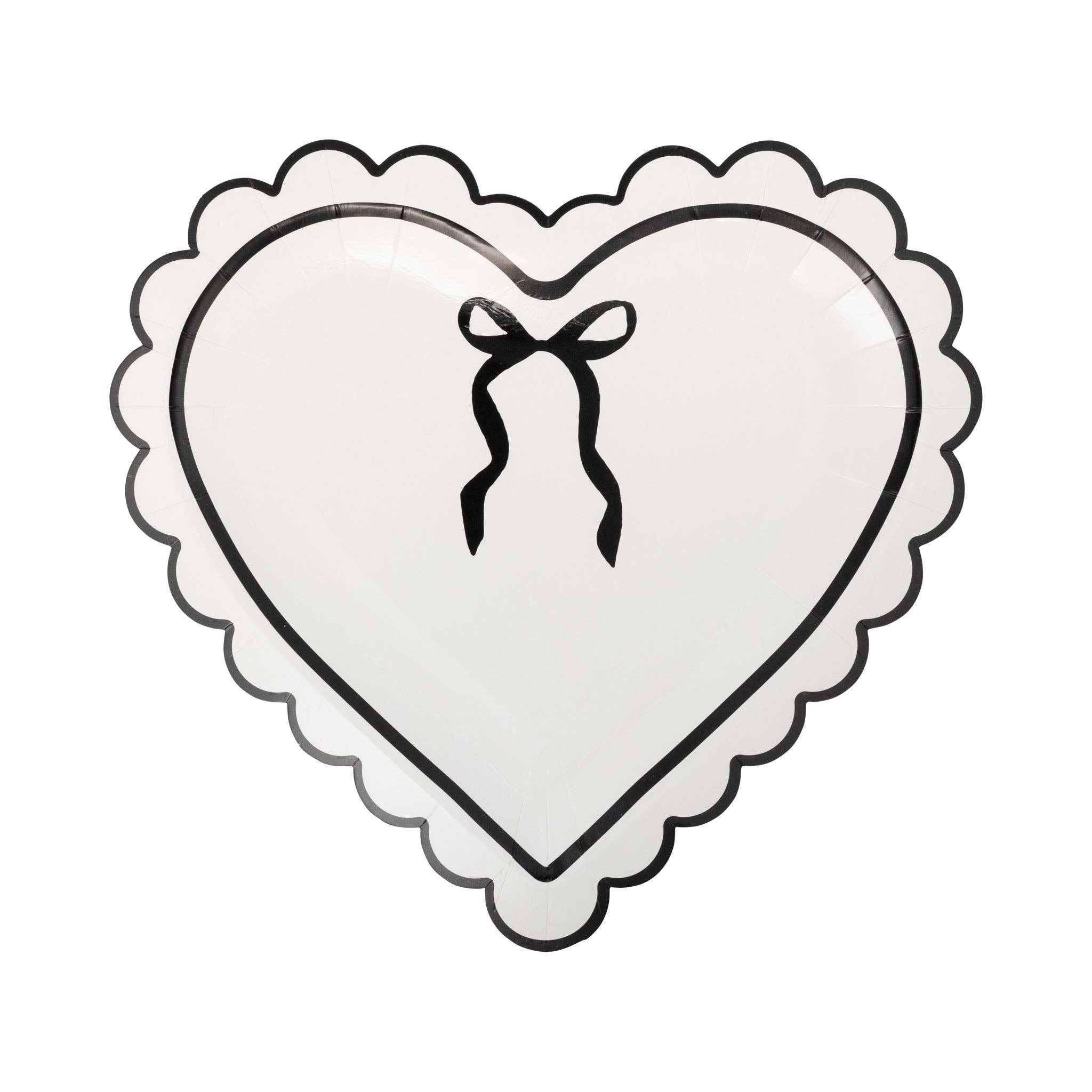 Cream and Black Scalloped Heart Shaped Plate