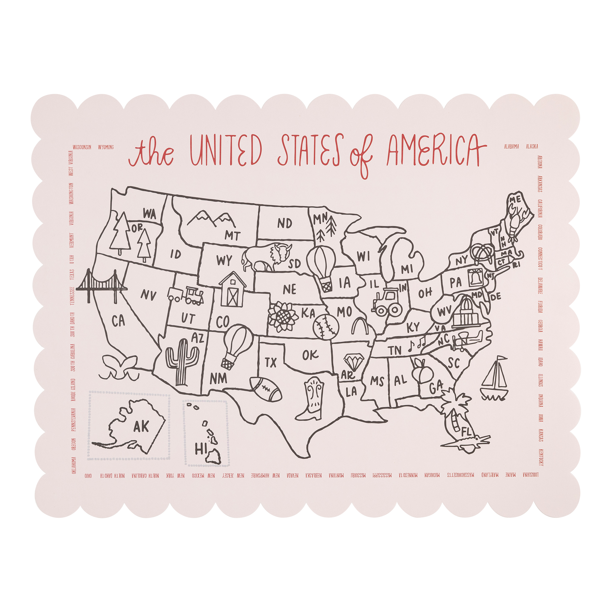 Add some color to your meals with our Color the USA Map Paper Placemat. Explore the United States while enjoying your favorite foods. Perfect for kids and adults alike!
Details:
includes 12 paper placemats
17 × 13 inches