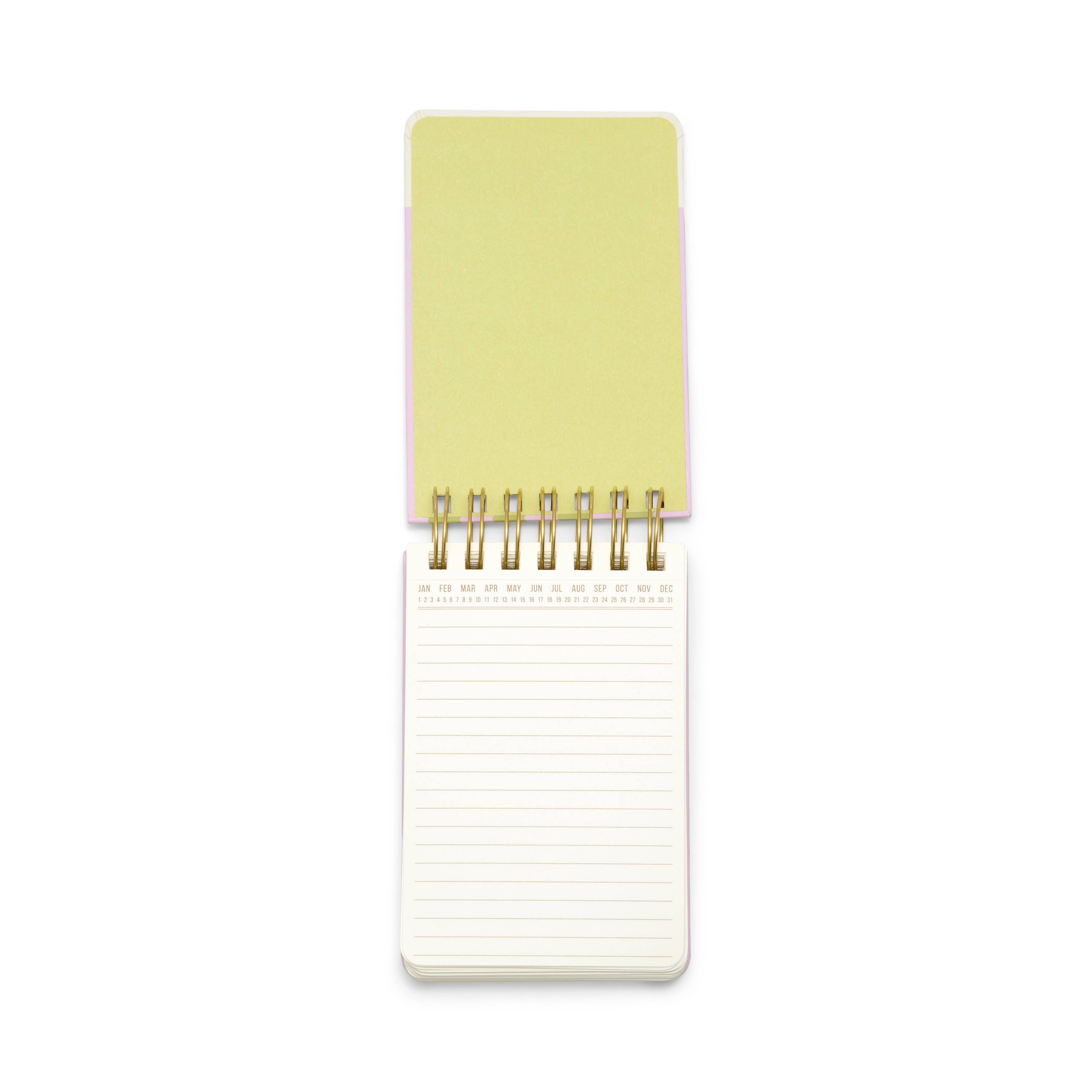 Twin Wire Notepad - Wavy Stripes. PINK & GREEN