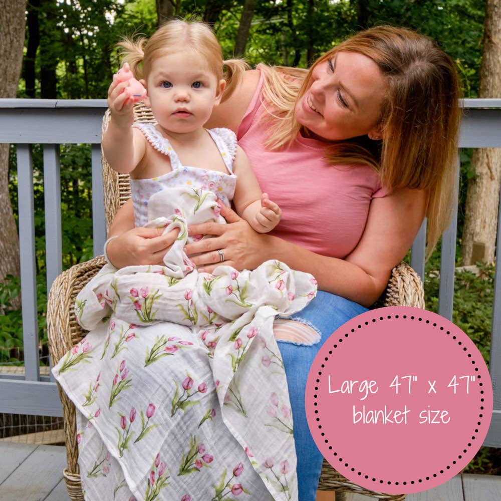 Tulip Garden Baby Muslin Swaddle Blanket