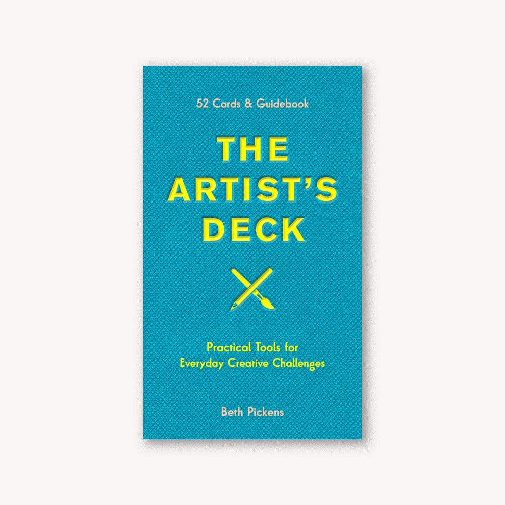 A cover image of 'The Artist's Deck' by Beth Pickens showing a blue and yellow card with the title and author's name.
