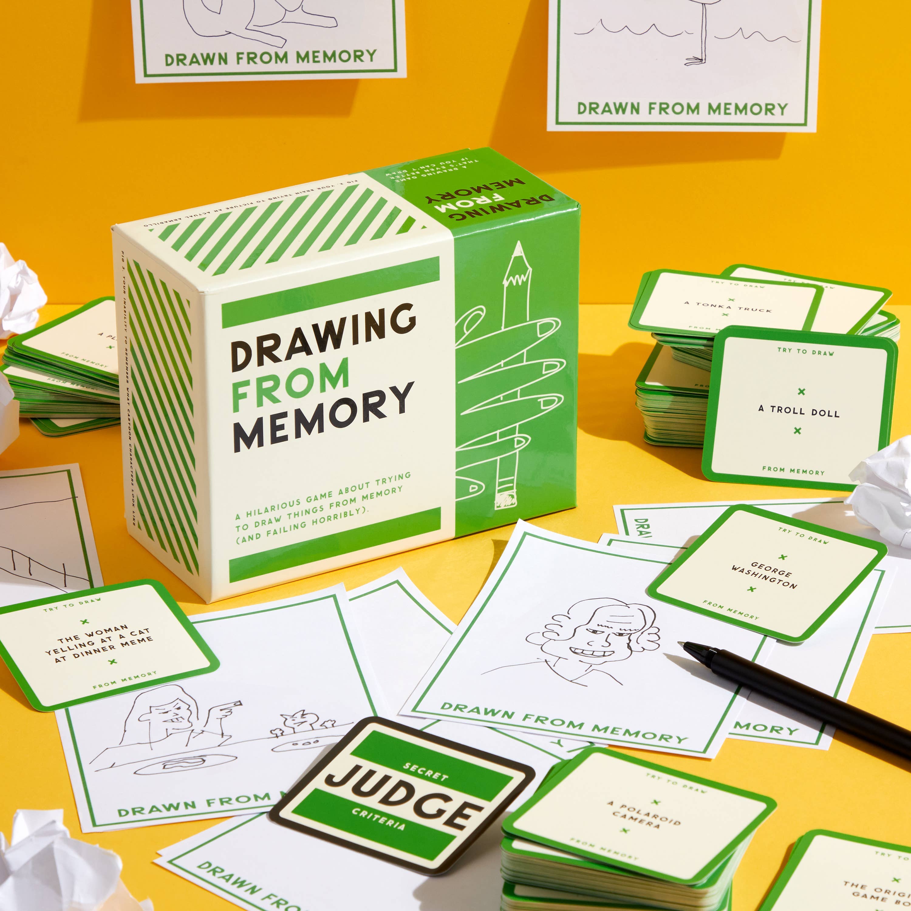 SOCIAL GAME - Finally, a drawing game that’s even better when you can’t draw. Inside you’ll find a pad of paper with 86 pages and 500+ prompts, each featuring a well-known character, animal, or object to draw and players compete by trying their best to depict one, all from memory alone.
HOW TO PLAY - Each round is judged on a randomly selected (and secret) criteria. Everything from ‘most accurate’ to ‘unintentionally hilarious.’ It doesn’t matter if you’re a talented artist or not.