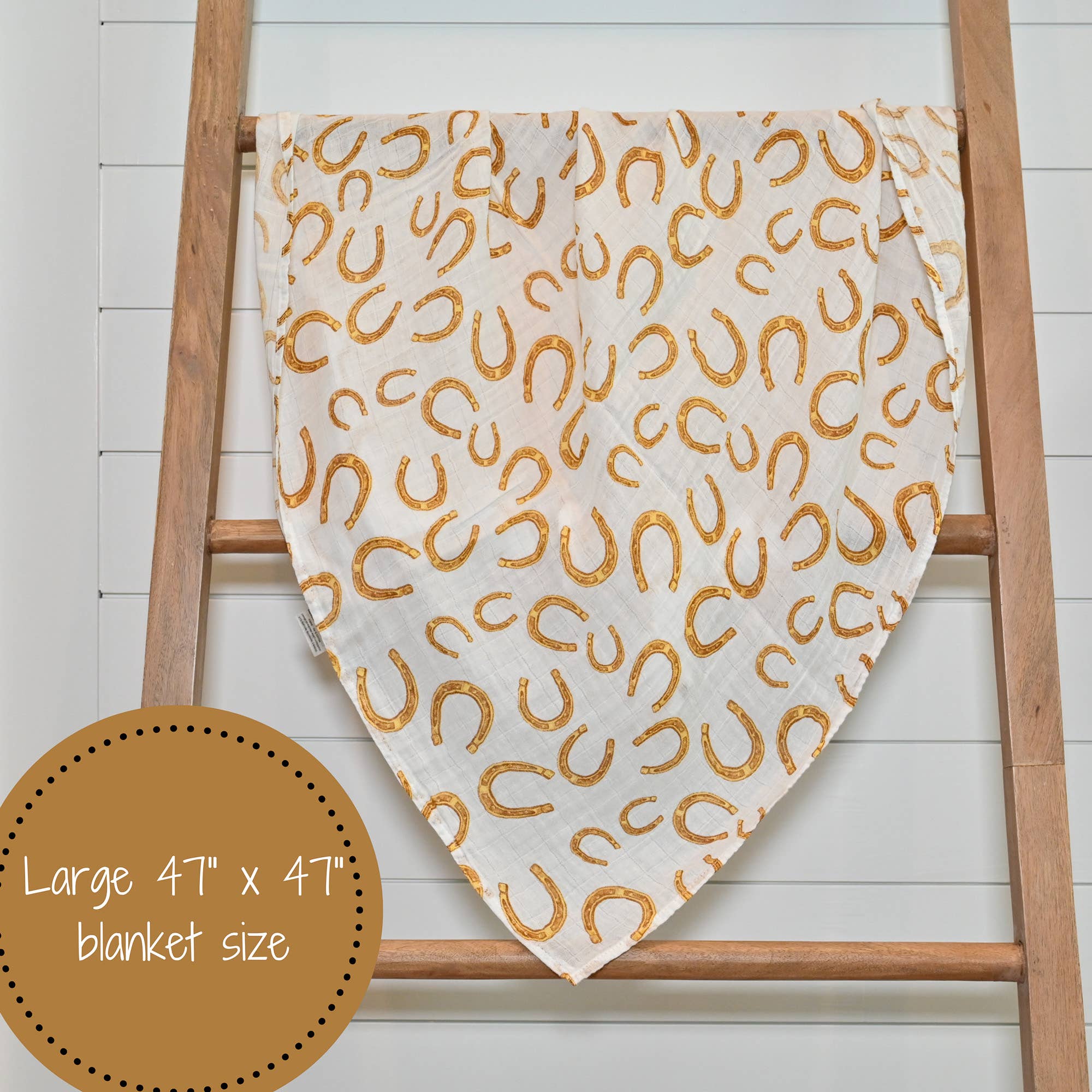 Lucky Horseshoe Baby Muslin Swaddle Blanket
