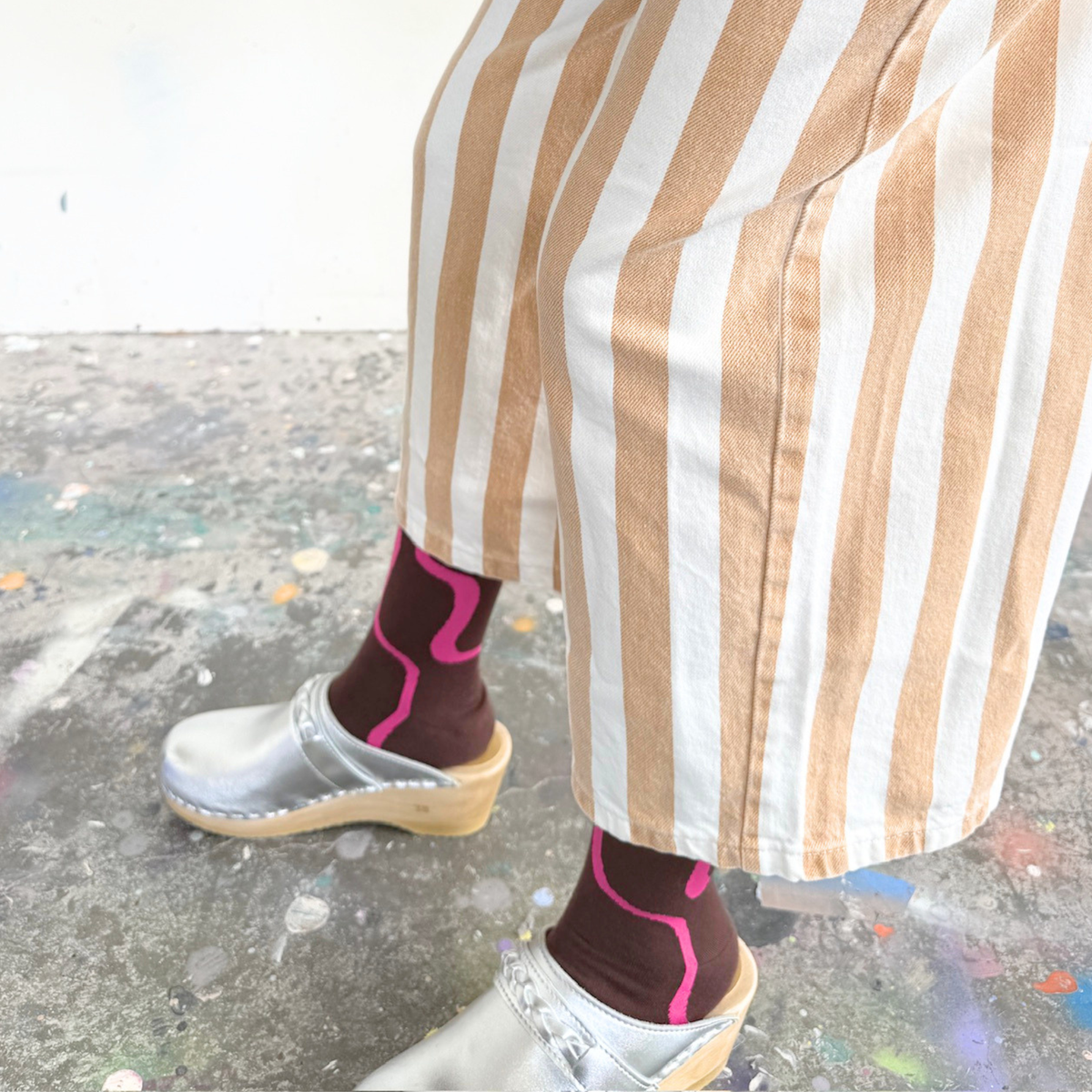 Crew Socks - Ziggy in Brown & Fuchsia