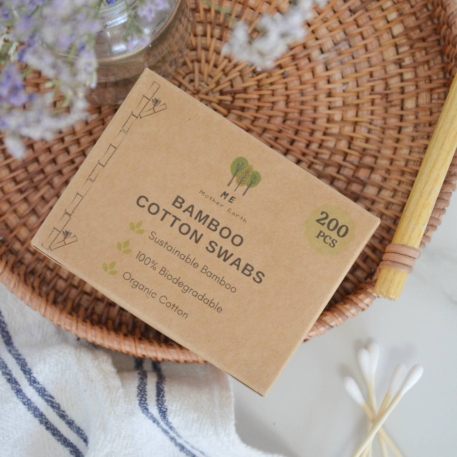 Bamboo Cotton Swabs - Sustainable Toiletries - 200 pcs per box