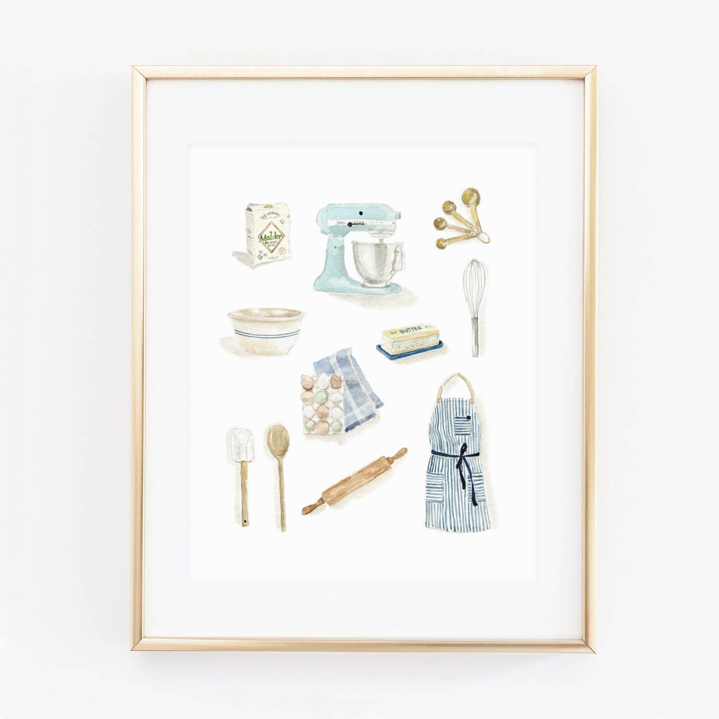 This baking art print is sure to bring cheer to your kitchen.
Details:
8"x10" print of original watercolor artwork by Emily Lex
Printed in full color on thick, superfine paper
Packaged in a clear protective sleeve with chipboard backing
Frame and mat not included