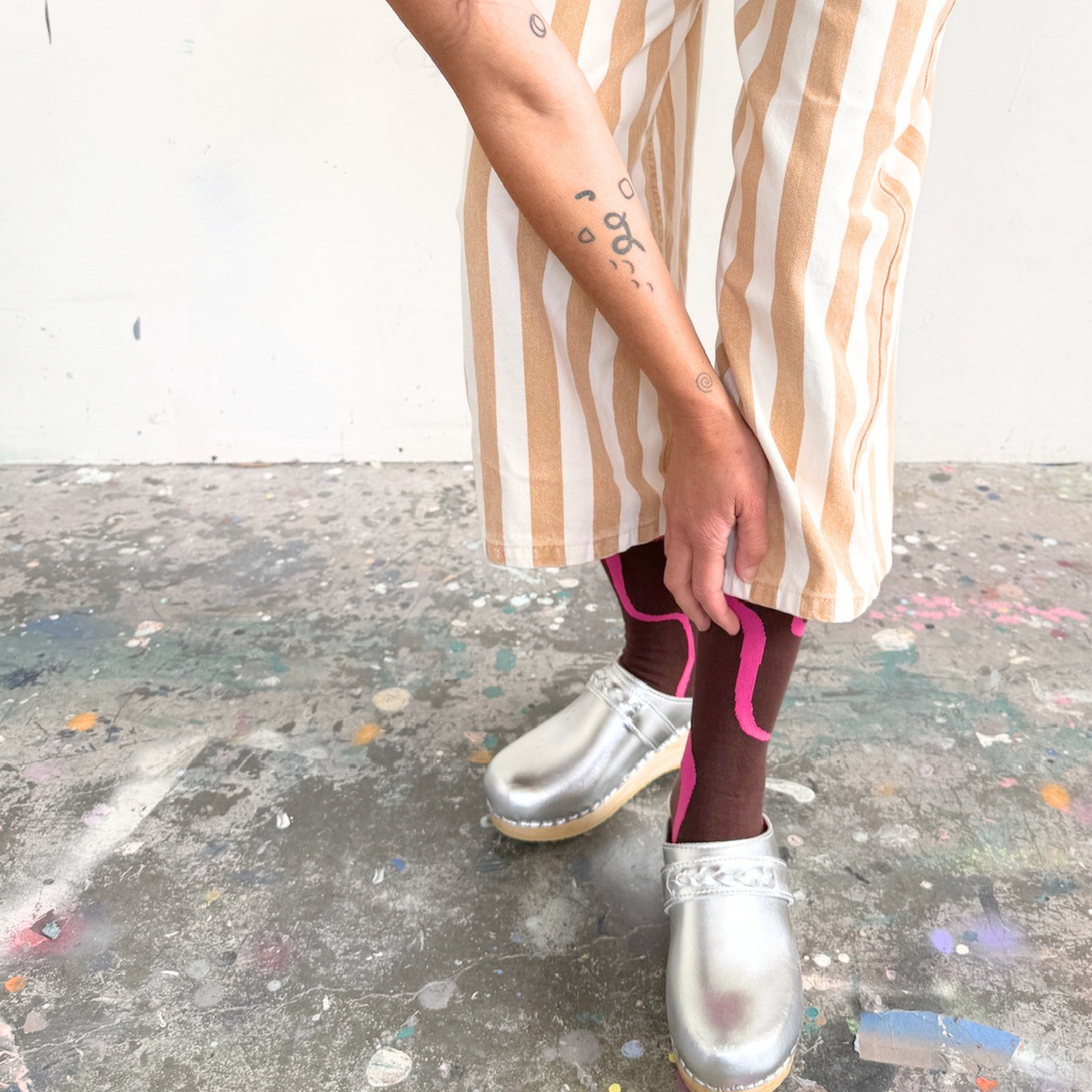 Crew Socks - Ziggy in Brown & Fuchsia
