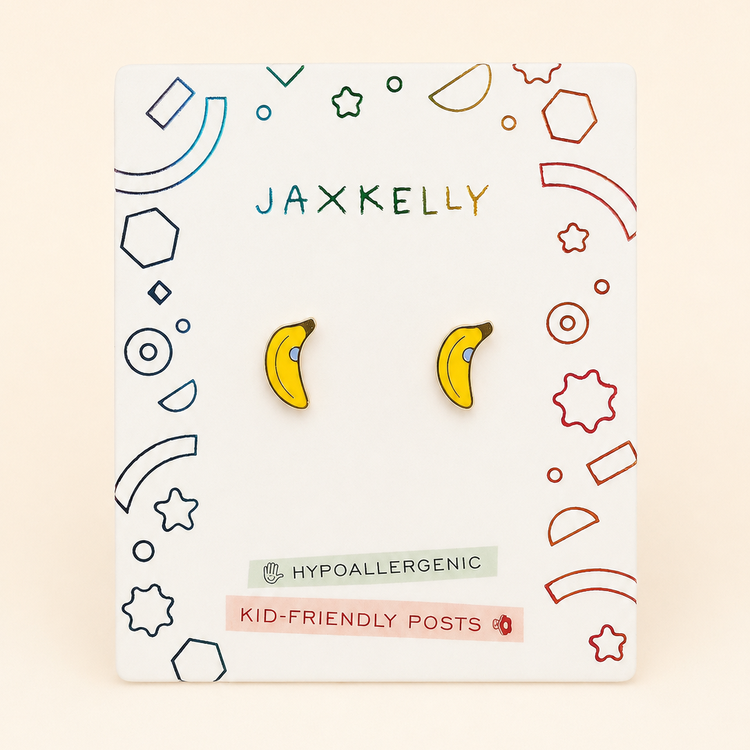 High-quality, hypoallergenic earrings are made for kids with sensitive ears and can be worn 24/7. Designed for kids but cute enough for grown-ups too!
Details:
Post Length: 10mm
Post Size: 20 gauge, .8mm
Flat screw back
Waterproof and can be worn in the pool and bath
Poke-free back
Surgical grade stainless steel
18K gold plated
Enamel