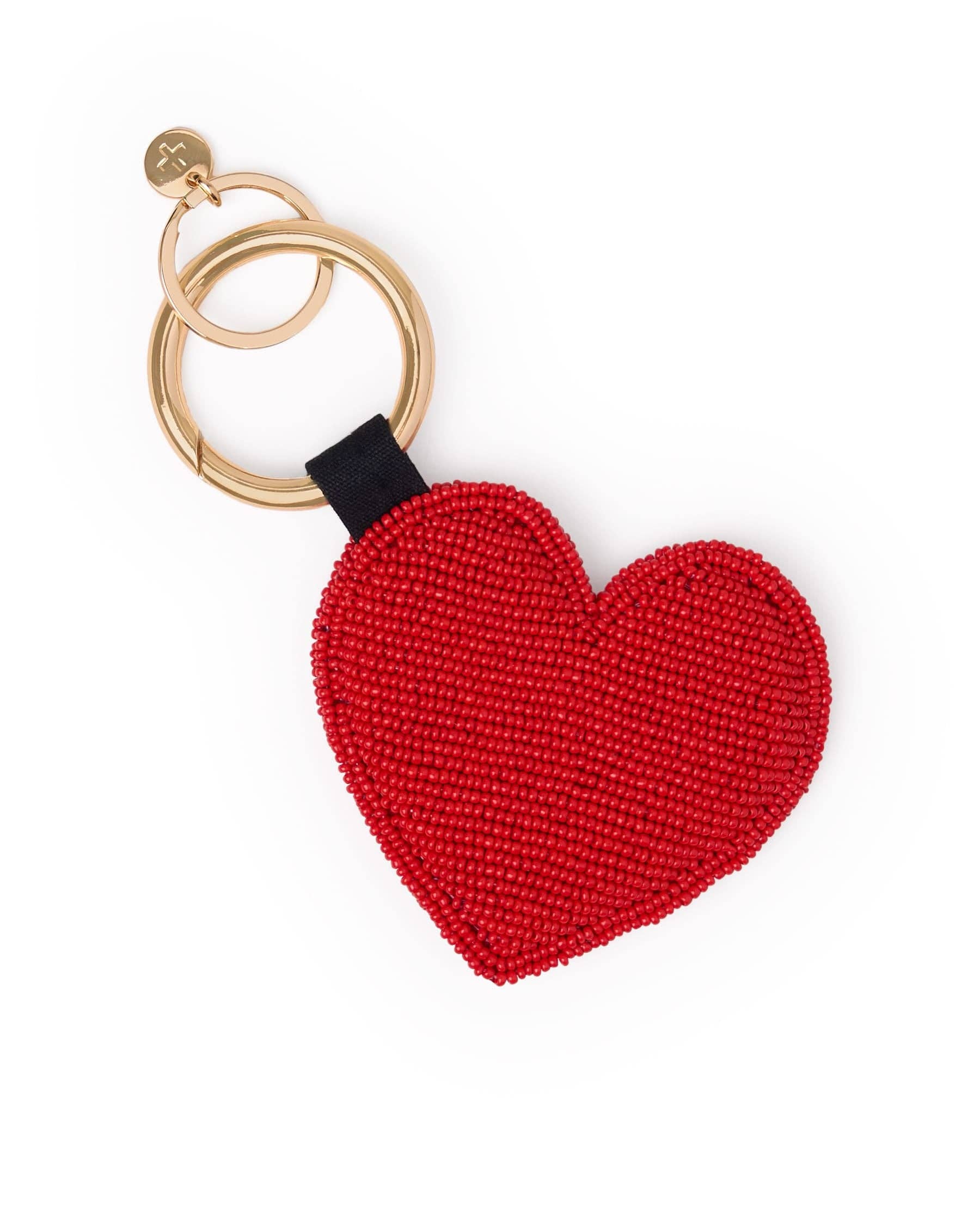 Riley Heart Beaded Bag Charm Red