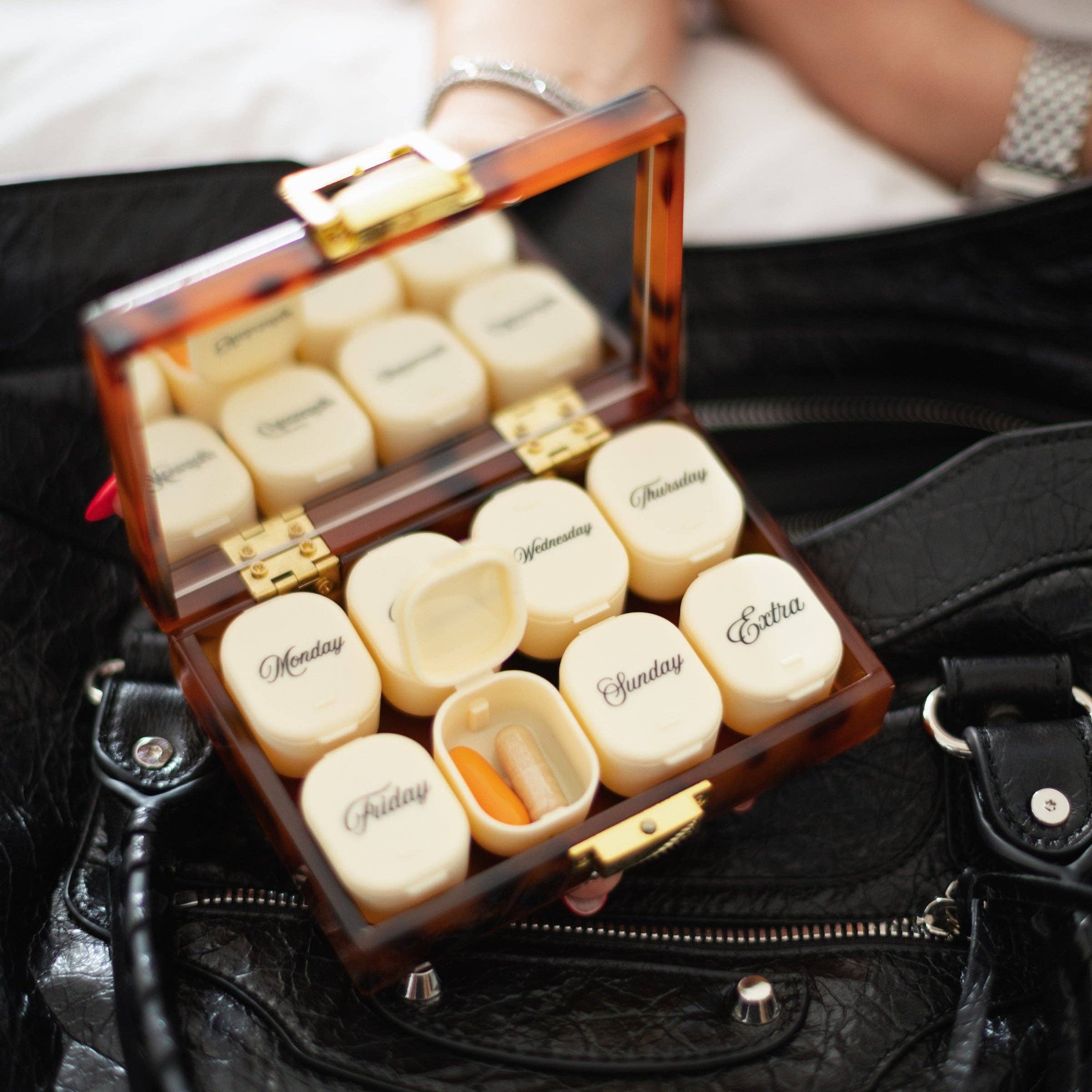 Hand-painted Drugs Daily Ritual Pill Case - Tortoise