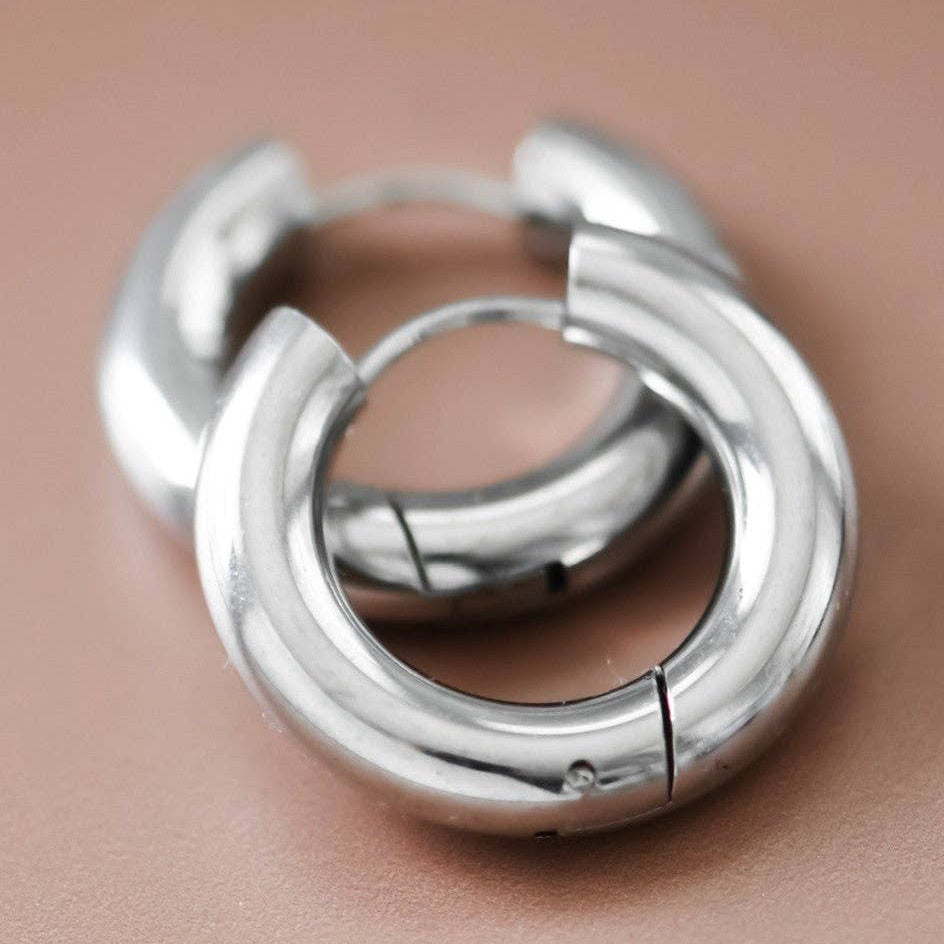 Chunky Silver Hoop Earrings