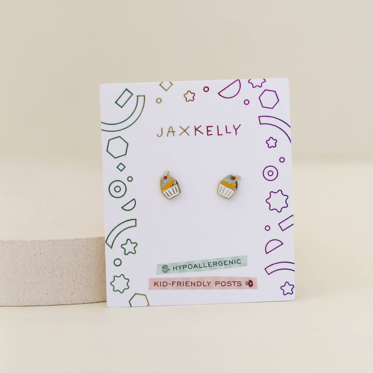 Cupcake Enamel Flat Back Kids Earrings