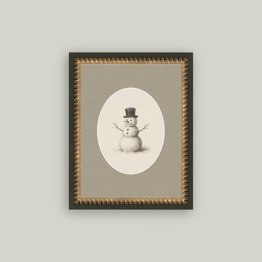 Bring nostalgic charm to your home with this delightful oval snowman framed art. Featuring a vintage-inspired snowman design nestled within an antique-style frame, this piece captures the warmth and whimsy of winter traditions. The elegant oval cutout adds a refined touch, making it perfect for seasonal displays or year-round décor that celebrates timeless holiday spirit. A wonderful addition to any room seeking character and cozy appeal. 5x7