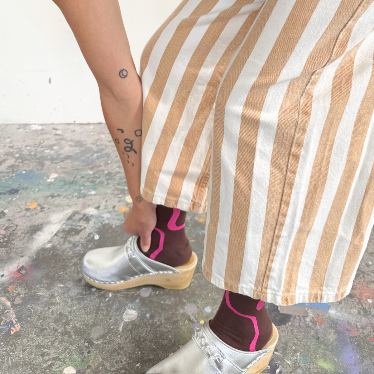 Crew Socks - Ziggy in Brown & Fuchsia