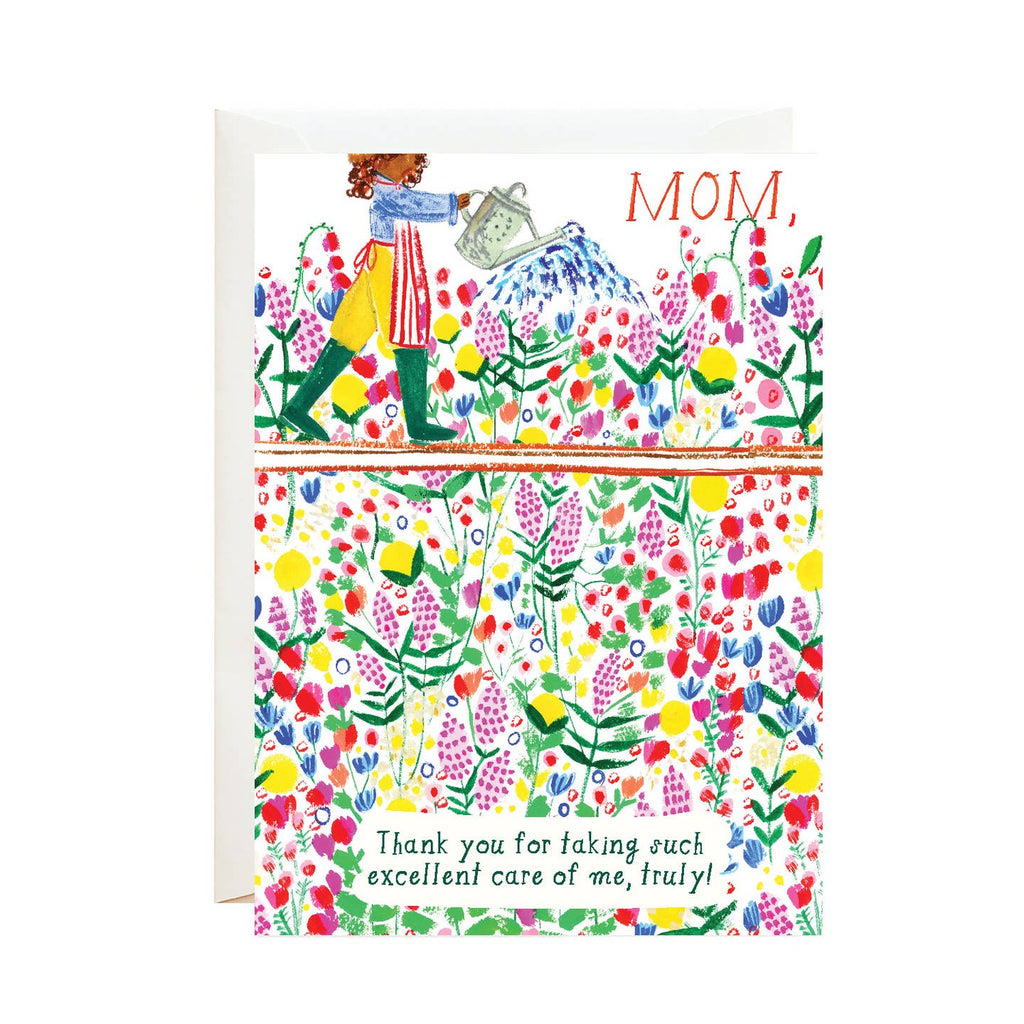Say it with flowers! This charming watering can design is the perfect way to wish mom a Happy Mother's Day. With a unique twist on a classic card, she'll love this playful and heartfelt message. Show your love and appreciation with this special greeting card.