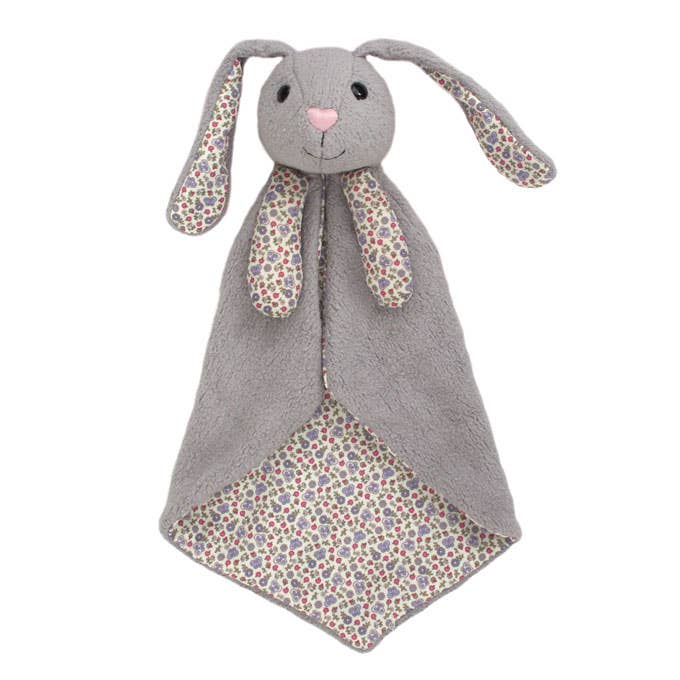 Bunny Blankie and plush toy…all in one! These organic cotton blankies feature a mix of organic cotton fabrics and patterns for visual and tactile delight.