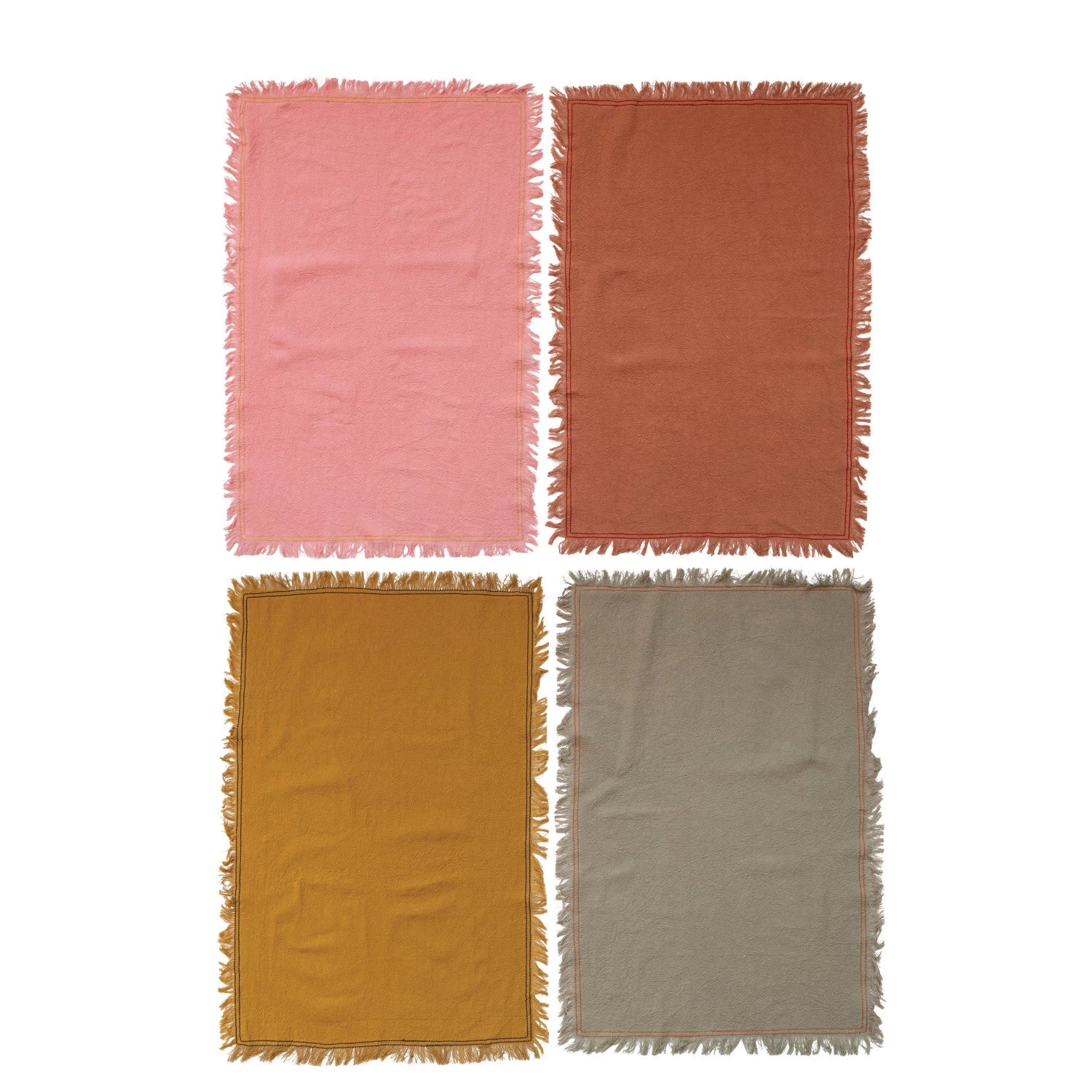 Woven Cotton Tea Towel w/ Fringe - 4 Colors