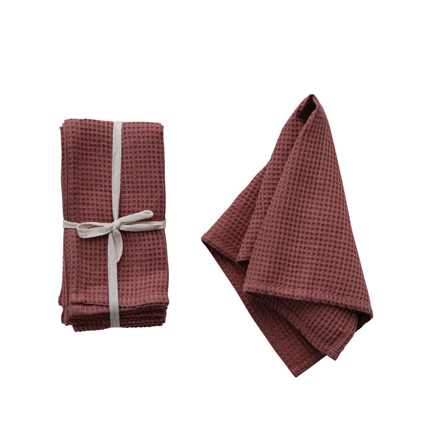 18" Square Woven Linen & Cotton Waffle Napkins, Set of 4