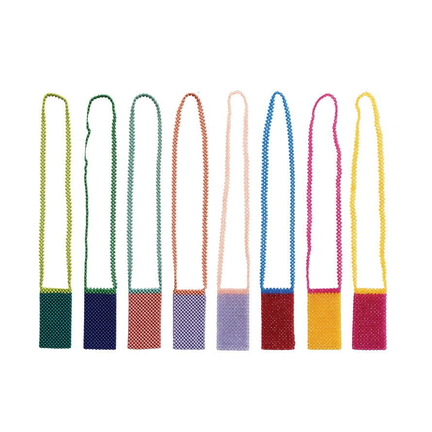 Handmade Two-Tone Acrylic Beaded Crossbody Phone Case - 8 Colors
