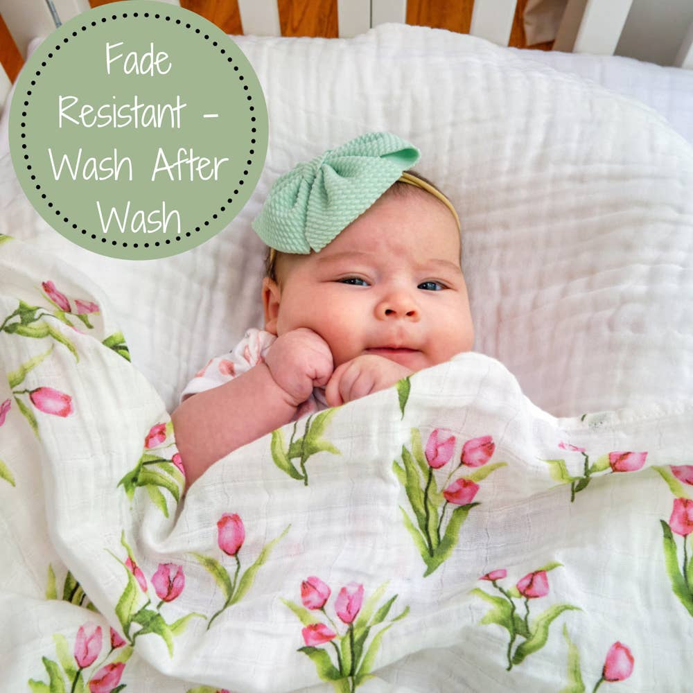 Tulip Garden Baby Muslin Swaddle Blanket