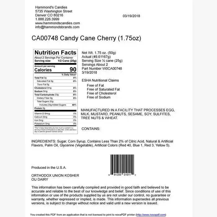 Hand-Spun Jumbo Candy Cane - Cinnamon