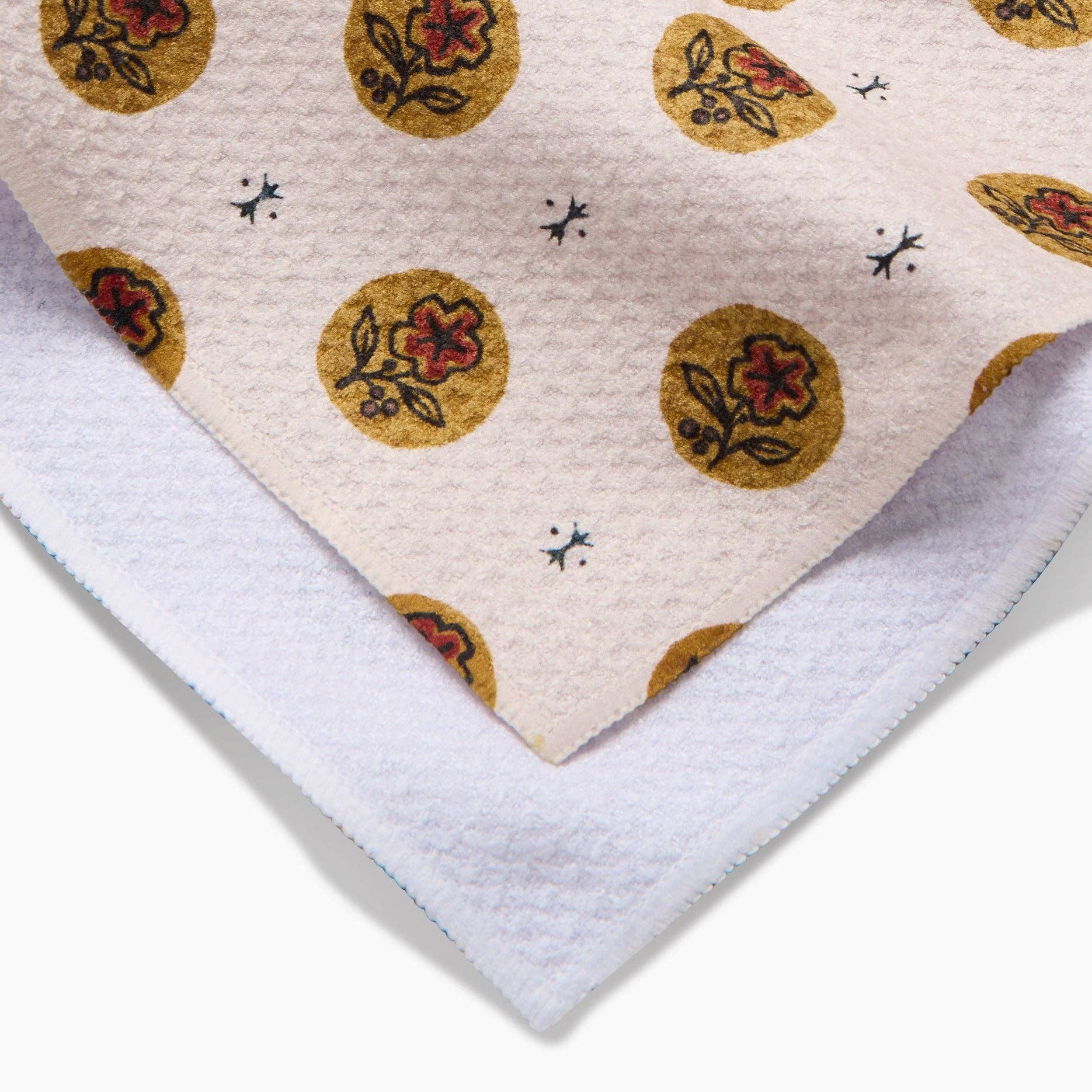 Artisanal Floral Cream Tea Towel