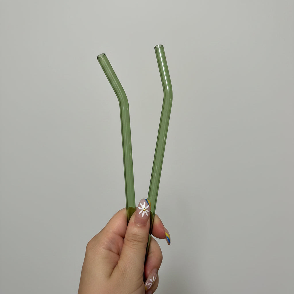 Green bent straws. 8 inches long.