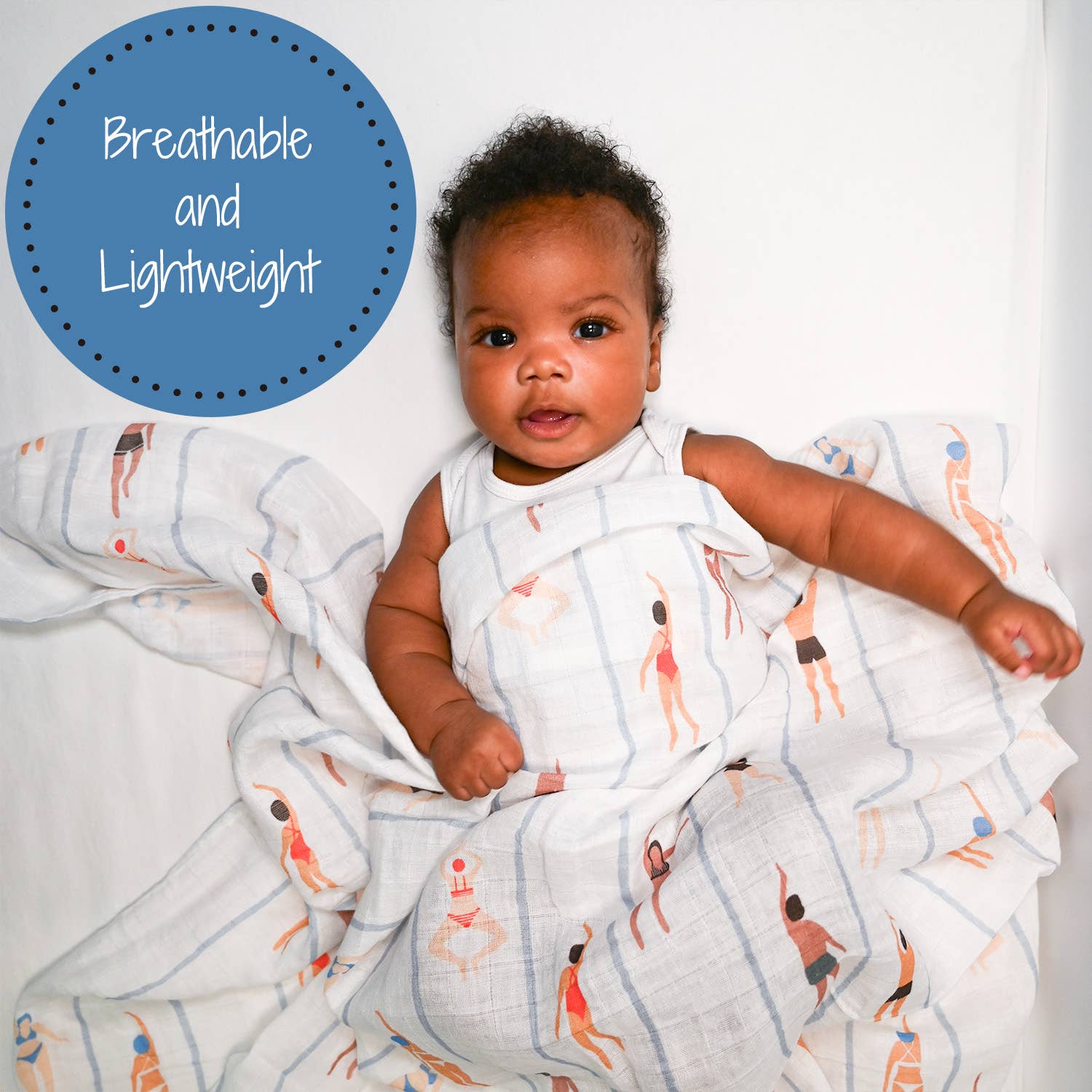Born to Swim Baby Muslin Swaddle Blanket
