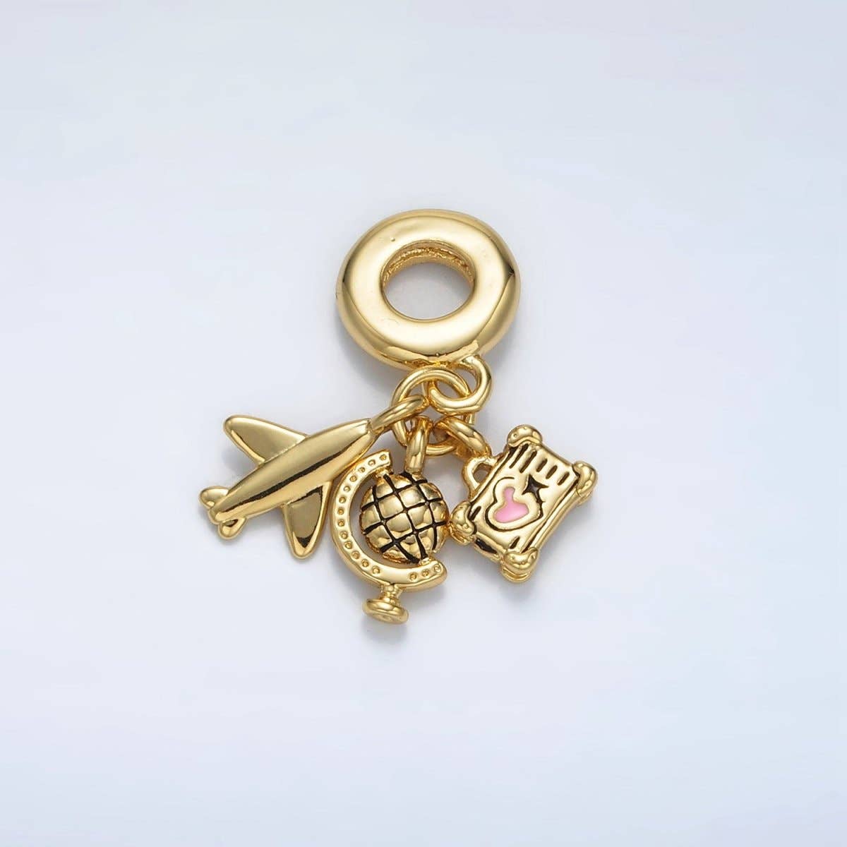 Globe, Plane, and Suitcase Travel Trio Charm