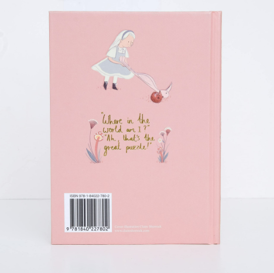 Book cover with a character and text on a pink background