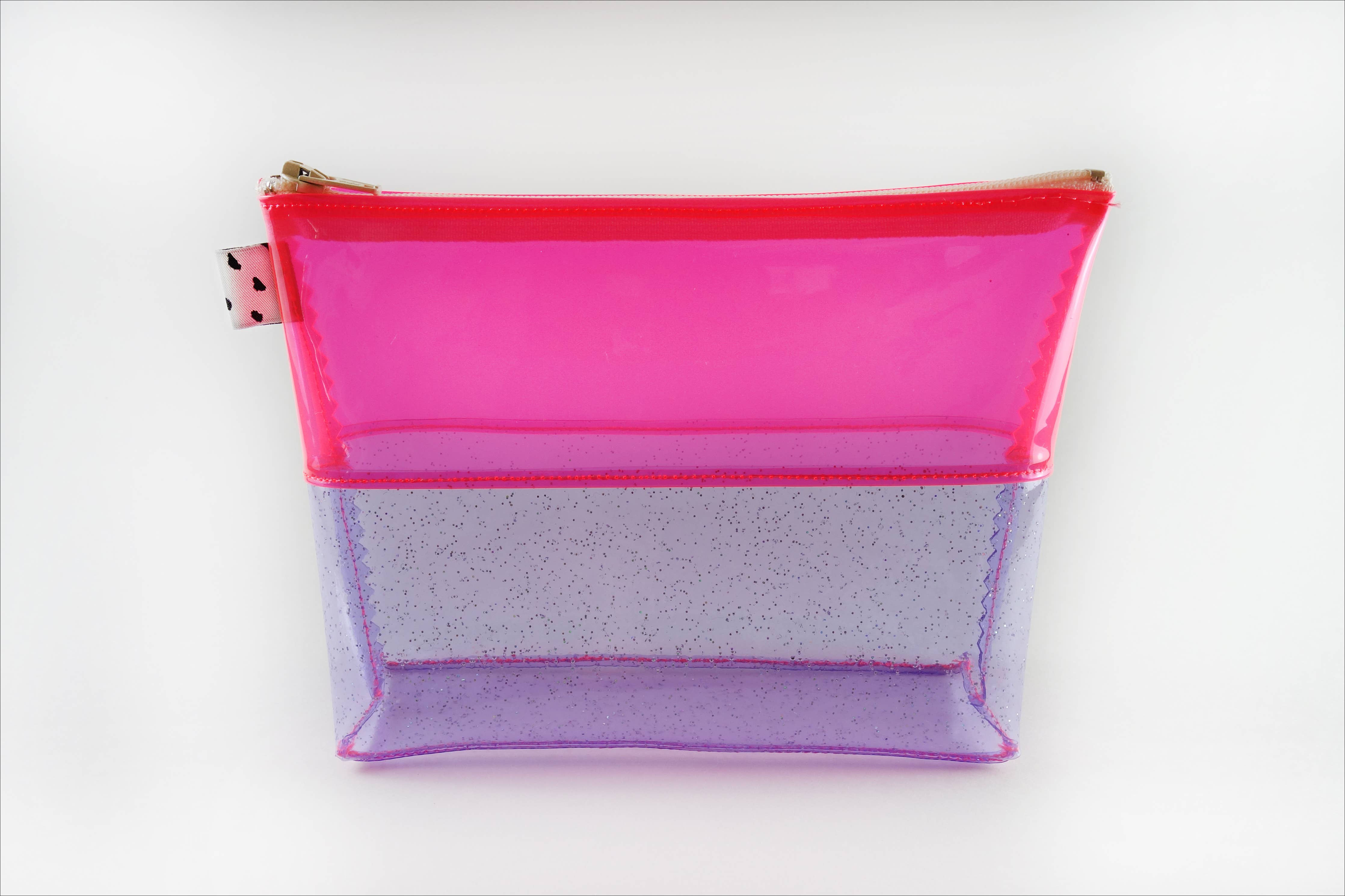 Pink & Purple Glitter Vinyl Flat-Bottom Pouch