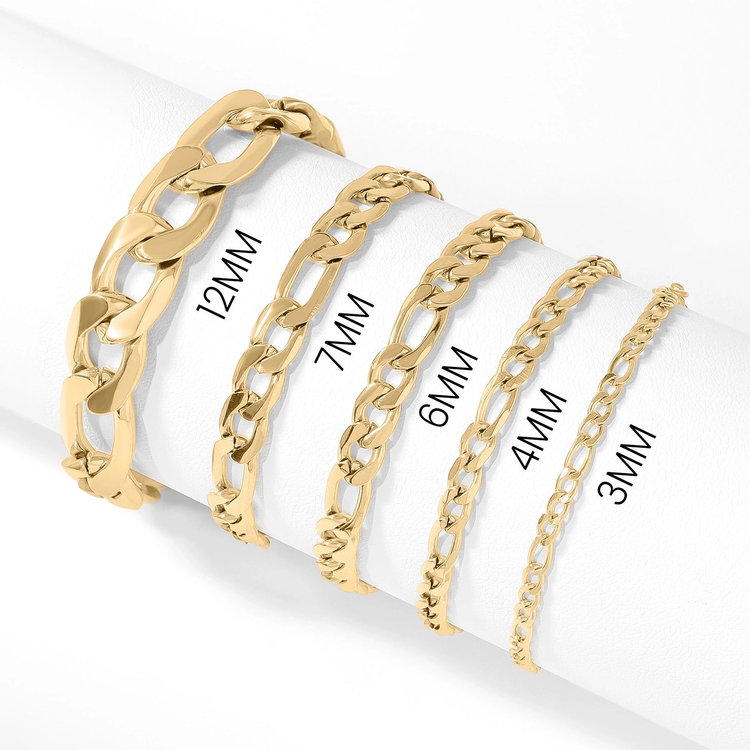 18K Gold Figaro Chain Bracelet/Anklet - 6 mm
