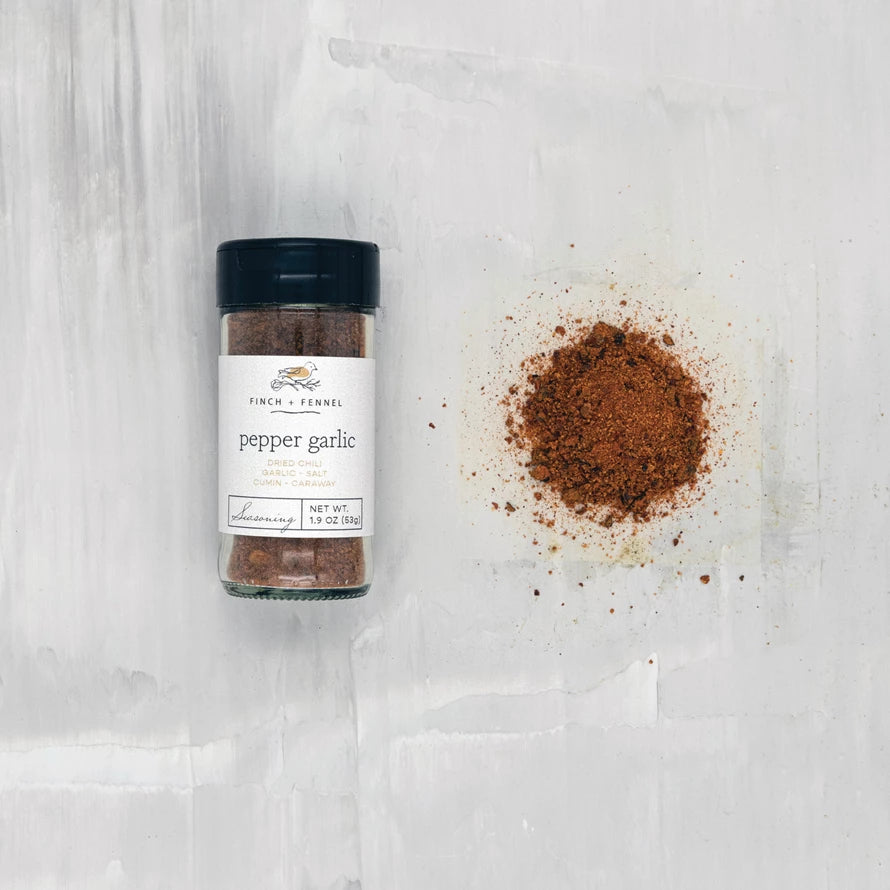 <p><span>Our Pepper Garlic Seasoning is a spicy mix of crushed chiles and garlic, handcrafted to recreate the intense flavors of the popular Libyan condiment pilpelchuma. Pilpelchuma which translates to "pepper garlic" in Hebrew, is common throughout Libya and Israel and is often compared to harissa</span></p> <p> </p>