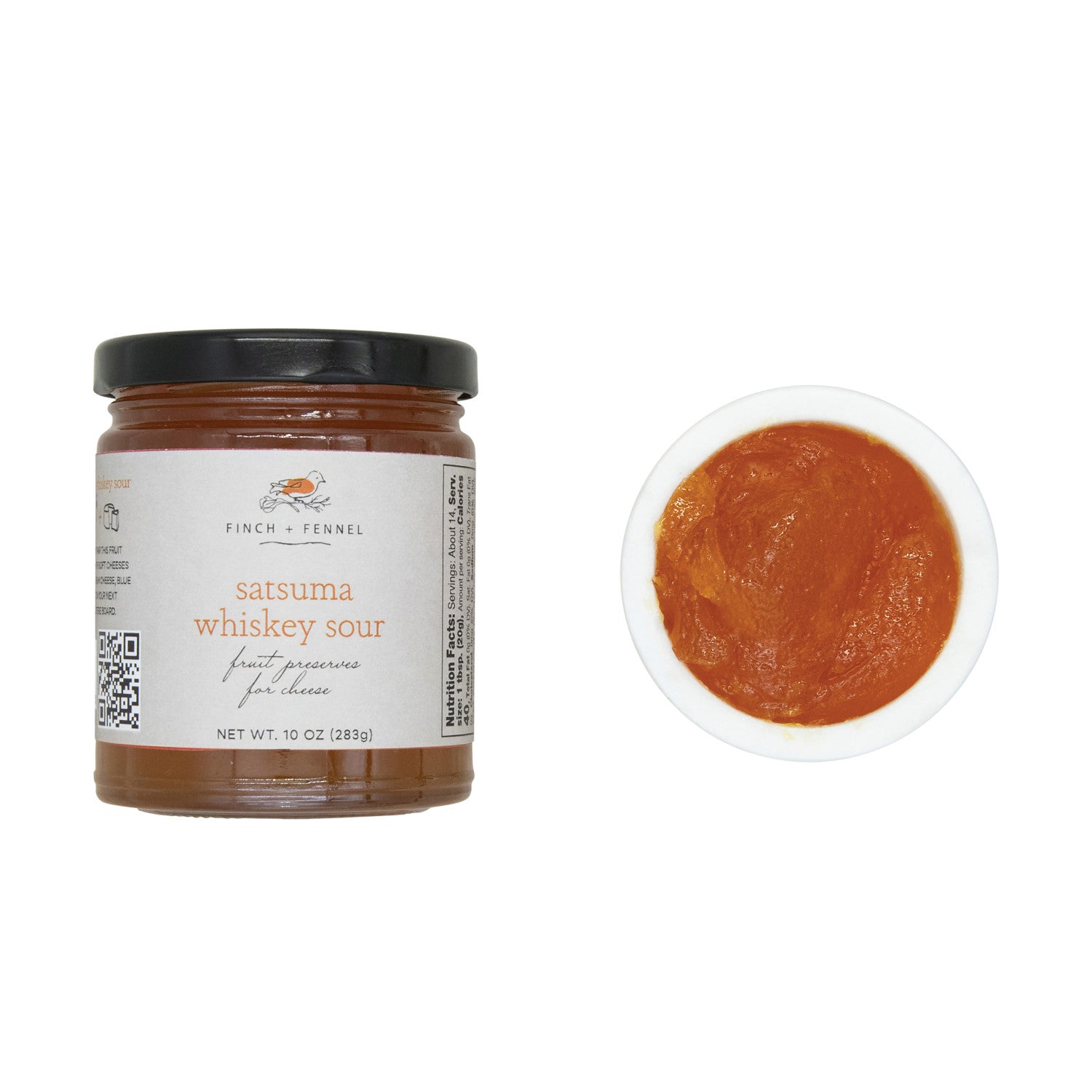 Elevate your cheese board with our 10 oz. Satsuma Whiskey Sour Fruit Preserves. This unique and sophisticated preserve blends the bright, tangy flavor of satsuma oranges with a hint of warm whiskey and sour notes, creating a complex and irresistible accompaniment perfect for pairing with a variety of cheeses, from creamy goat cheese to sharp cheddar.