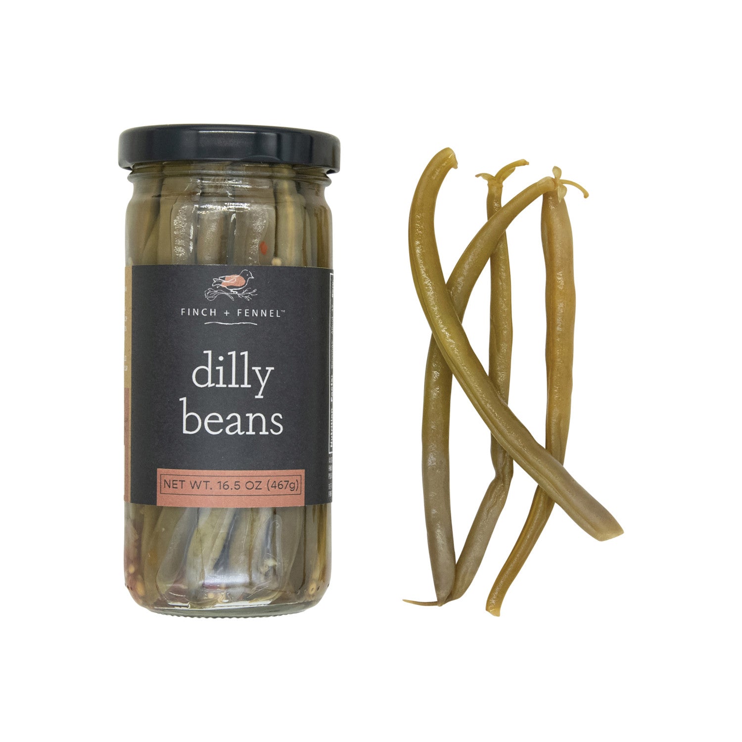 Crisp and flavorful, our 16.5 oz. Dilly Beans are pickled to perfection in a savory brine with fresh dill and garlic. Enjoy them straight from the jar as a crunchy snack, add them to a charcuterie board, or use them as a unique garnish for cocktails. A delightful pantry staple for any pickle enthusiast!