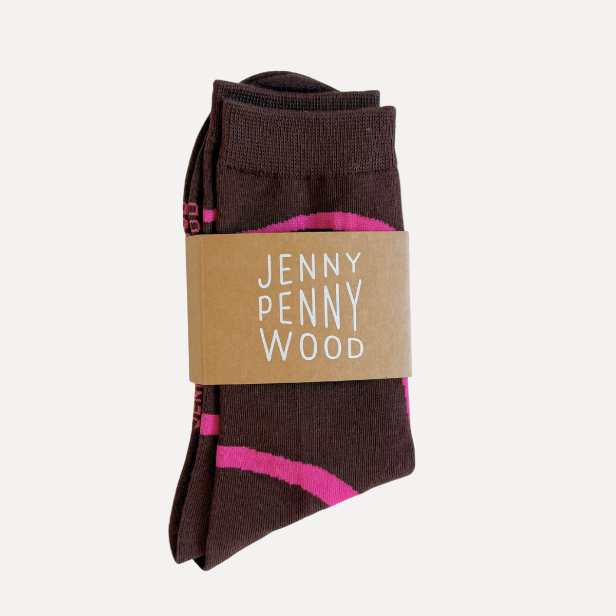 Crew Socks - Ziggy in Brown & Fuchsia
