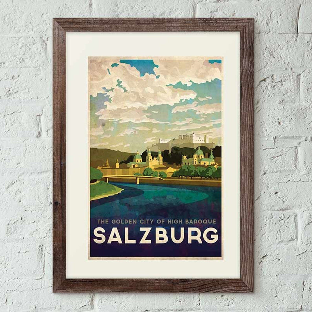 Salzburg, Austria Vintage Travel Poster