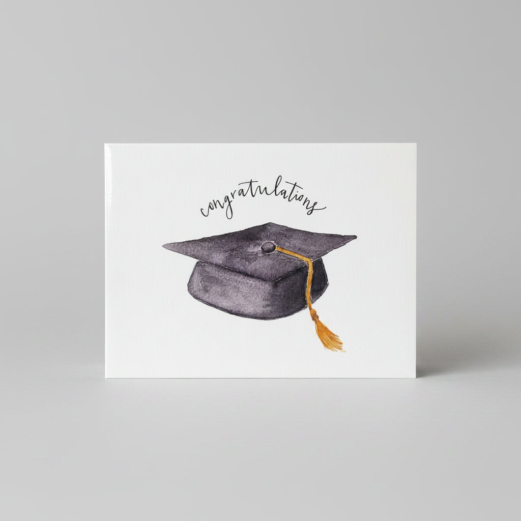 Graduation Cap Watercolor Greeting Card