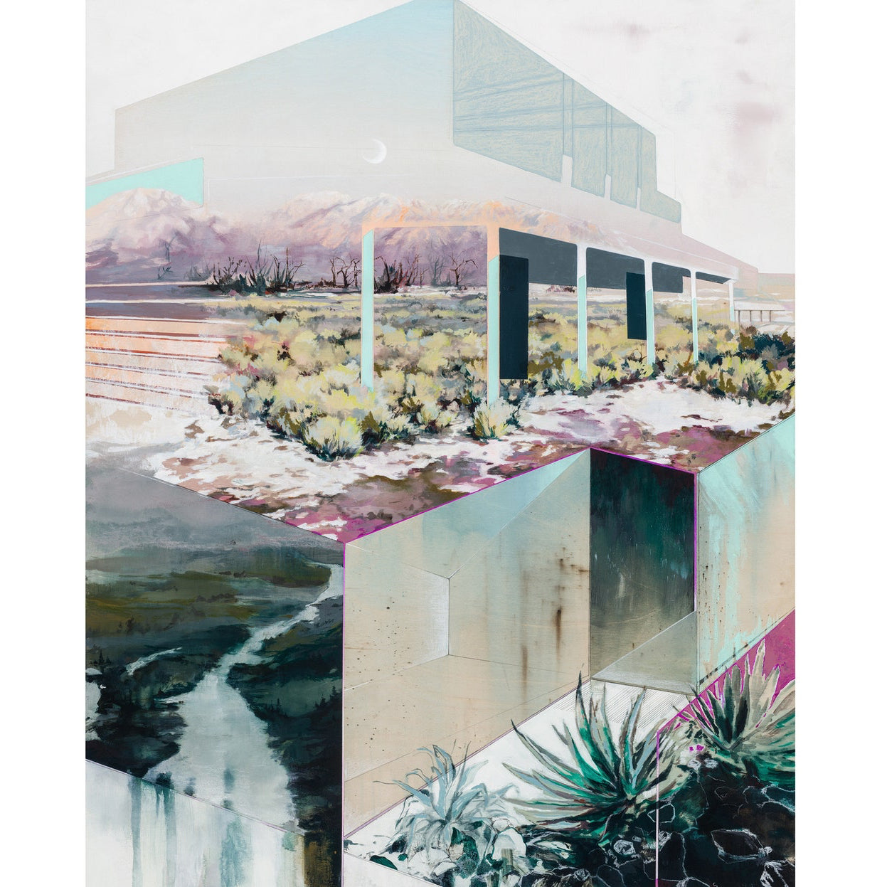 various landscape scenes composed in an abstract and architectural way.