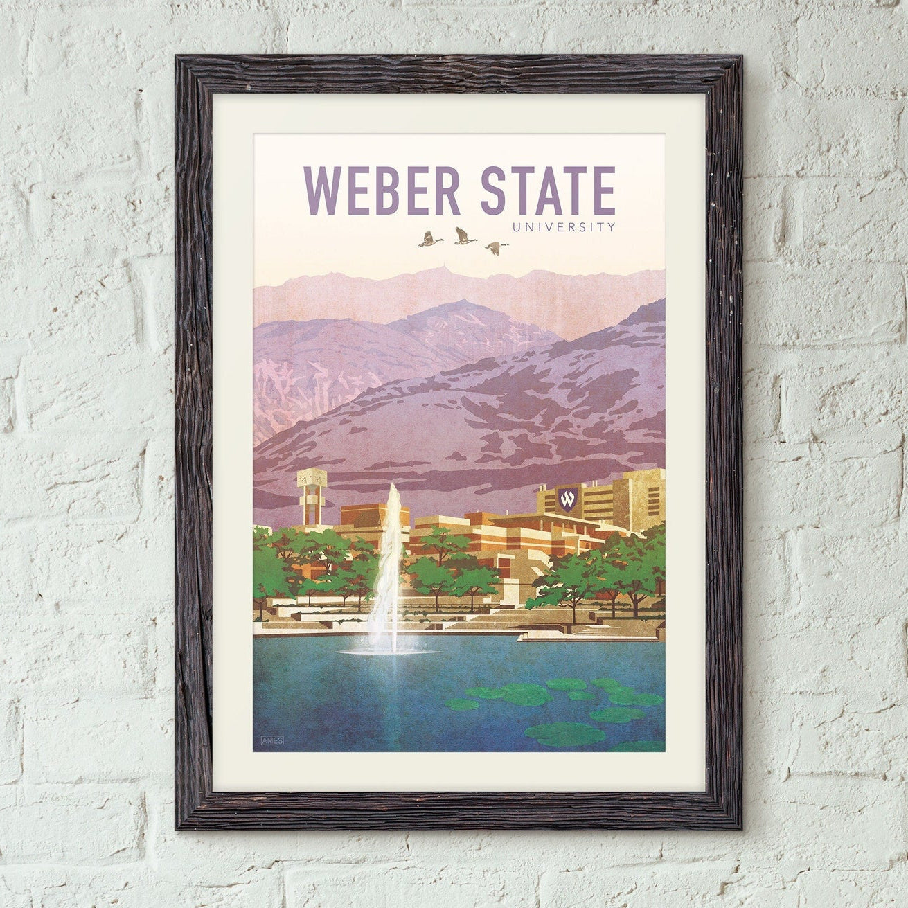 Weber State University - Ogden Utah Vintage Style Travel Poster
