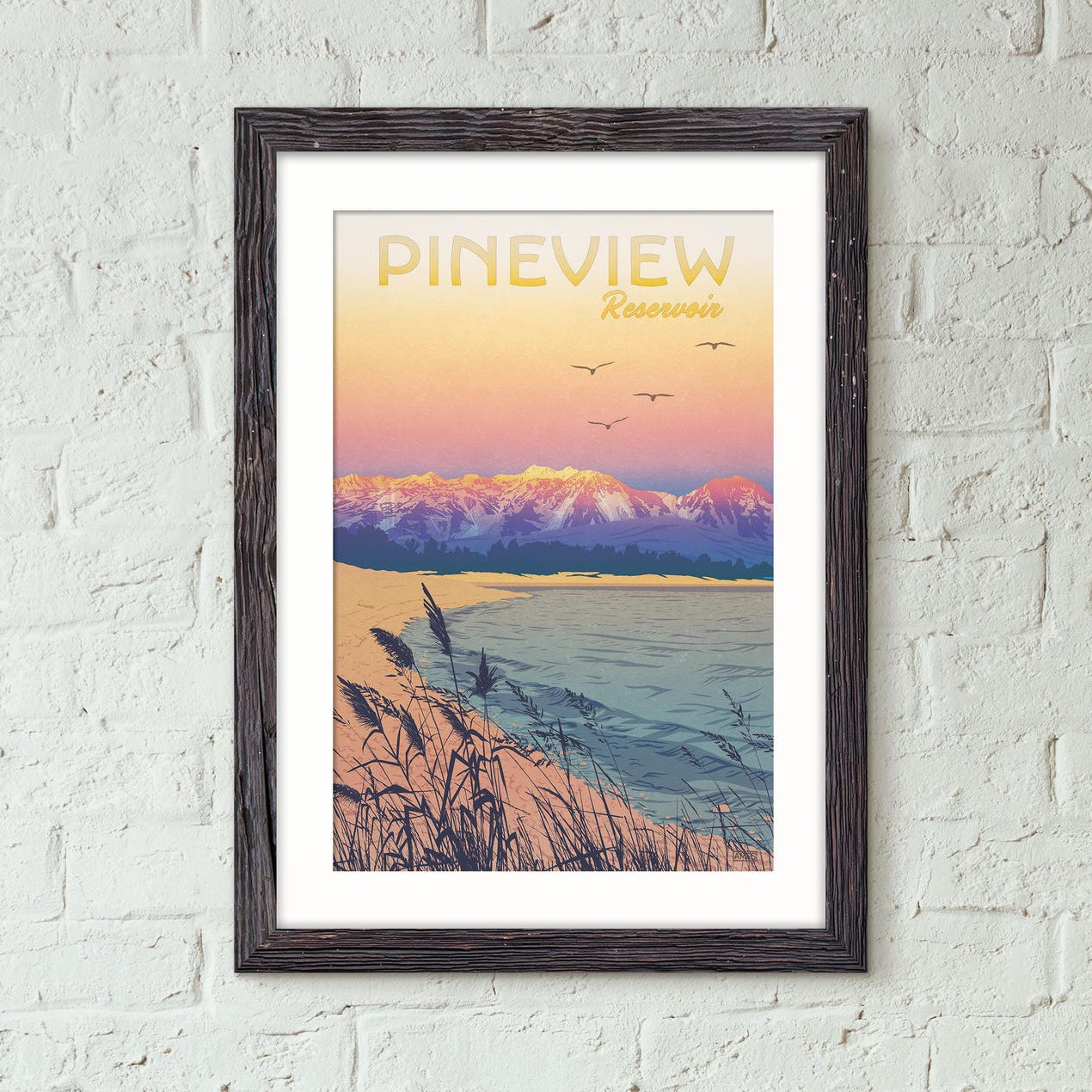 Pineview Reservoir Utah Vintage Style Travel Poster