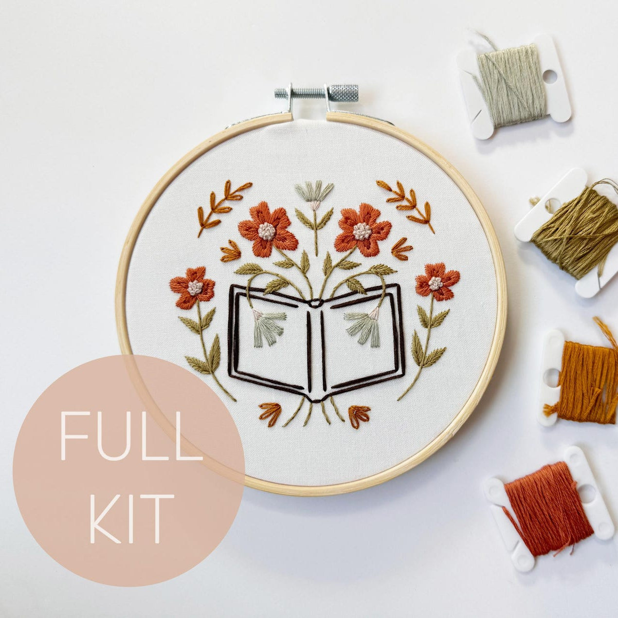 Book Lover Floral Embroidery Kit