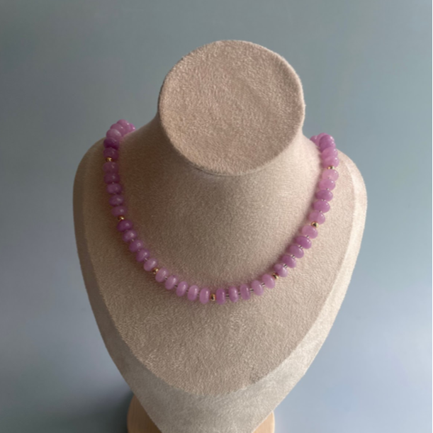 necklace made of lavender colored stones