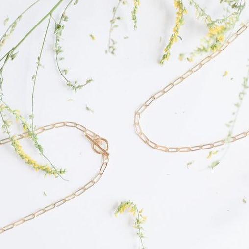 14k Gold Filled Chain. Available in 14, 15, 16, 18 or 20 inch chain (14 inch is a choker length, 18 inch is standard necklace length). Available with a traditional spring clasp that goes in the back, or a large front clasp.