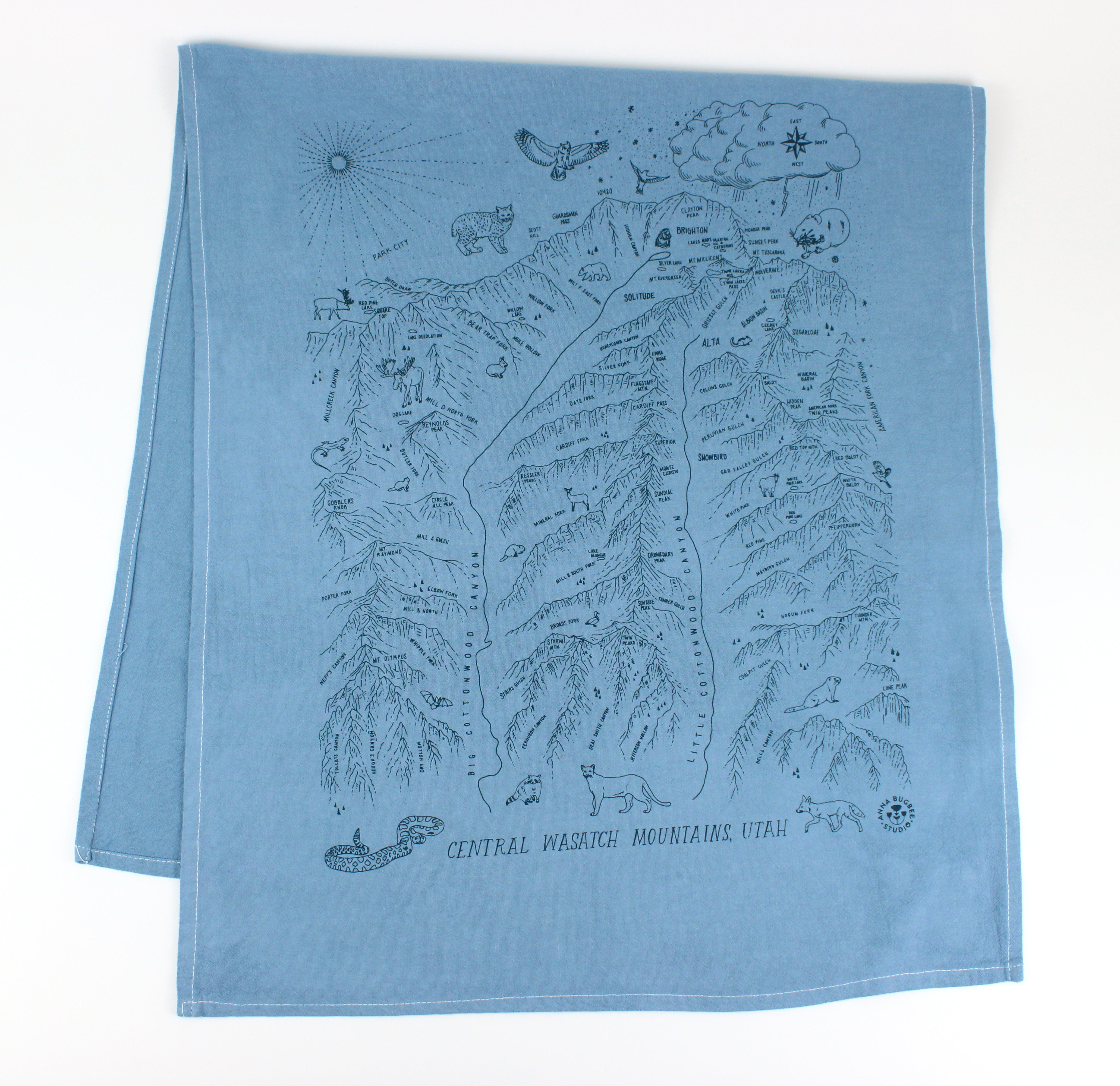Wasatch Map Tea Towel