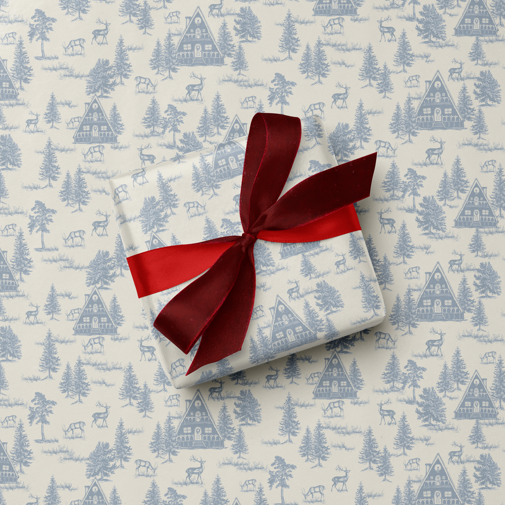 Ski Cabin Wrapping Paper - Double Sided