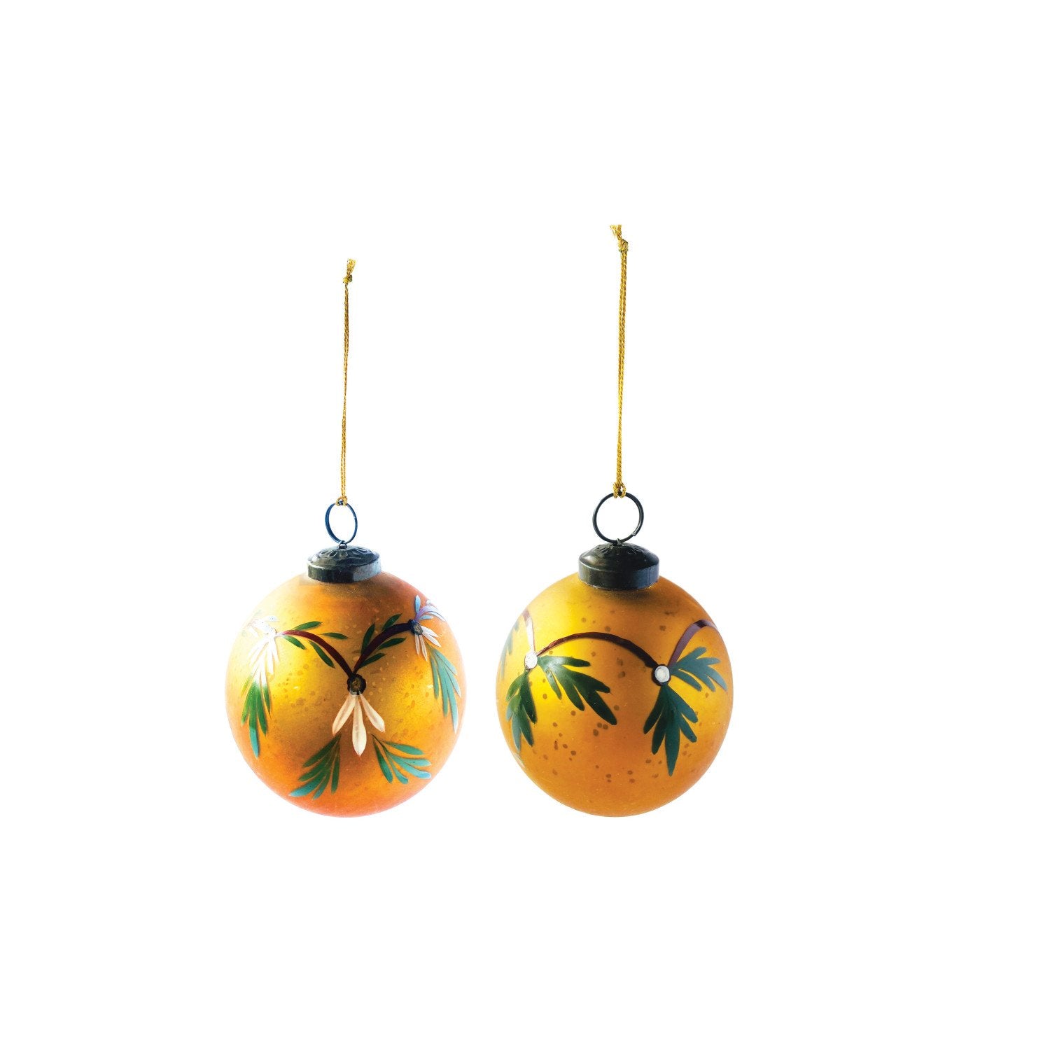 Hand-Painted Recycled Glass Ball Ornament, 2 Styles