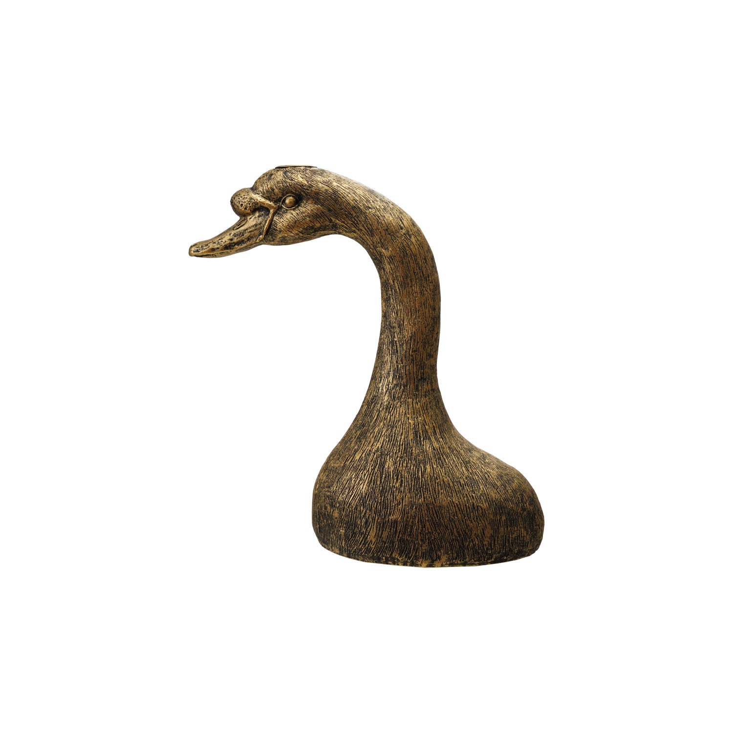 Resin Goose Head Shaped Taper Holder, Antique Gold Finish