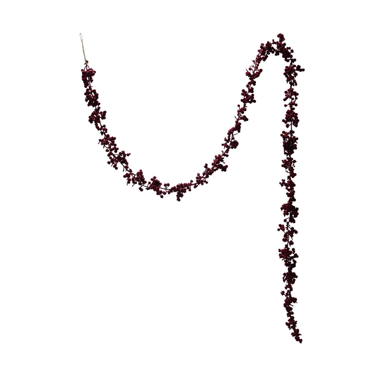 Add a warm, festive touch to your holiday decor with this flocked burgundy foam ball garland. Its soft, tiny foam balls bring a cozy texture and rich color that complement any seasonal setting. Lightweight and easy to arrange, this garland is perfect for mantels, staircases, or wreath accents, creating a welcoming atmosphere for your celebrations.
Length: 72"L x 5-1/4"H
